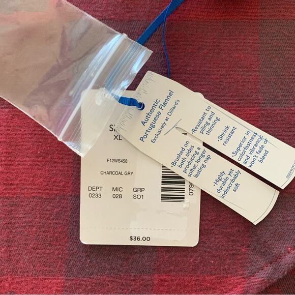 Sleep Sense Portuguese Flannel Sleepwear Red & Charcoal Gray Paw Print Button Up - Picture 3 of 8